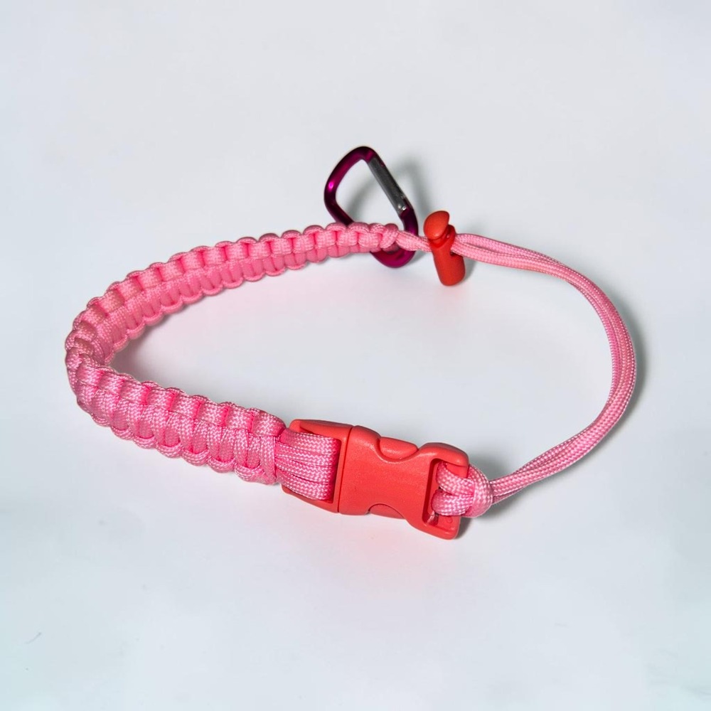 Pink Paracord Tumbler Handle Water Bottle Carrier Strap with Carabiner Clip